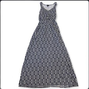 Gap Navy White Geometric Argyle Maxi Dress XS Boho Sleeveless Flowy